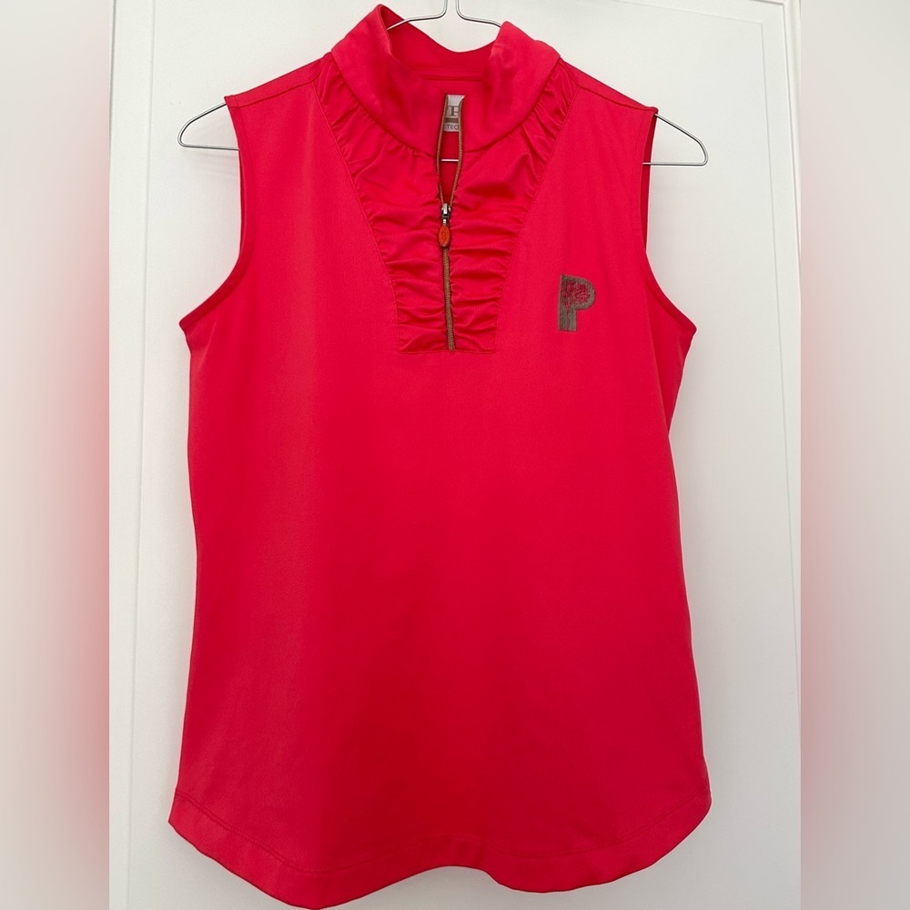 EP Pro Tour Tech Women's Ruched Zip Mock Sleeveless Golf / tennis Polo Xs